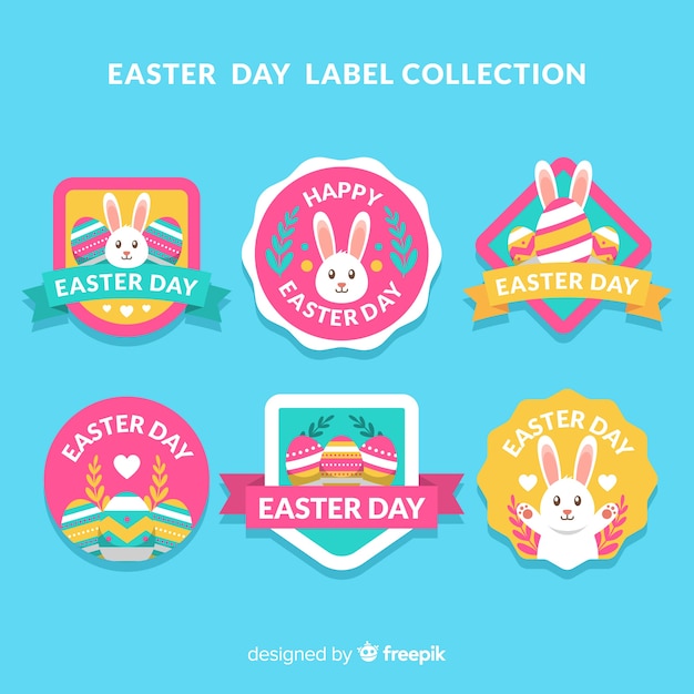 Free Vector easter day badge collection