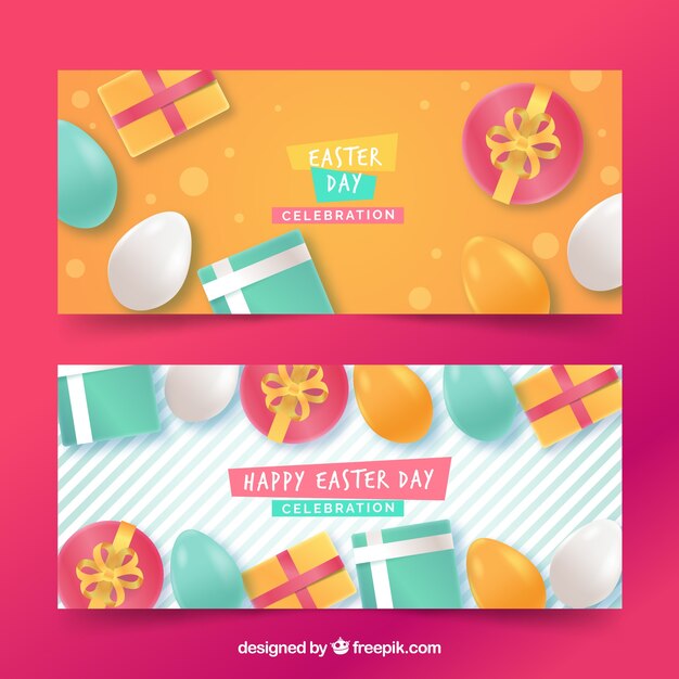 Easter day banners in realistic style