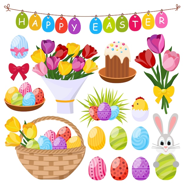 Free Vector easter day decorative elements