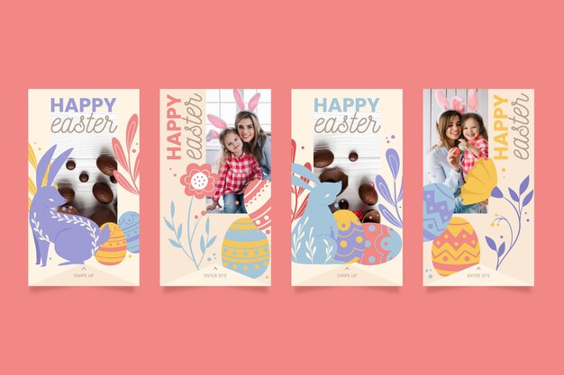 Free Vector easter day design for  instagram stories collection