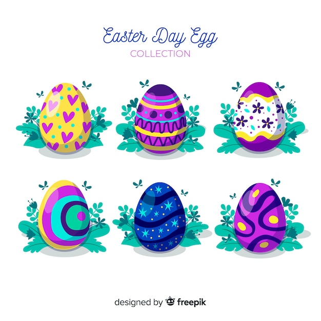 Free Vector easter day egg collection