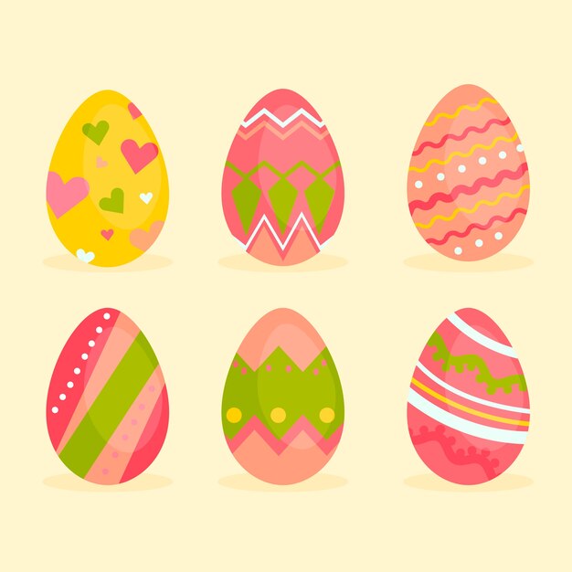 Easter day egg flat design collection