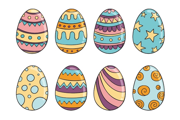 Free vector easter day egg hand drawn collection