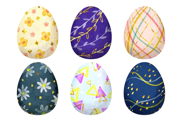 Free Vector easter day egg set watercolor design