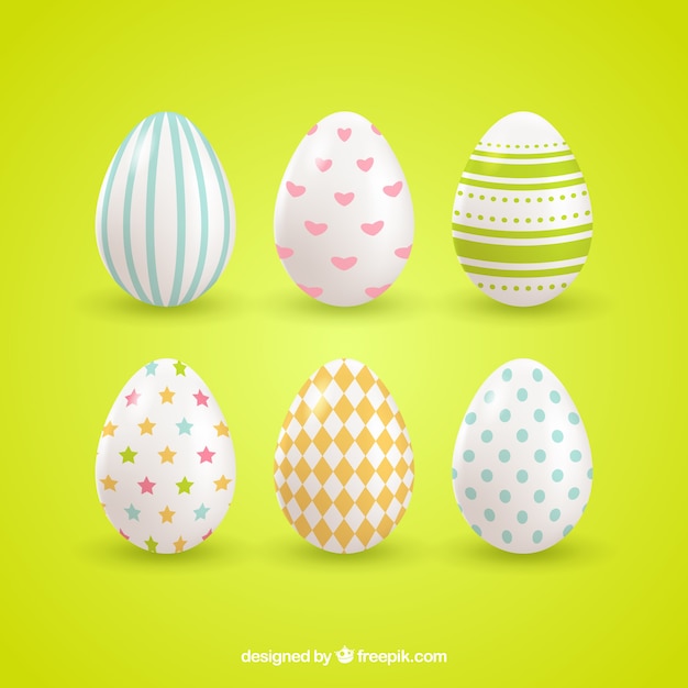 Easter day eggs collection in realistic style