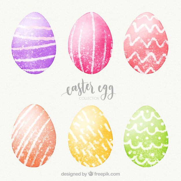 Easter day eggs collection in watercolor style