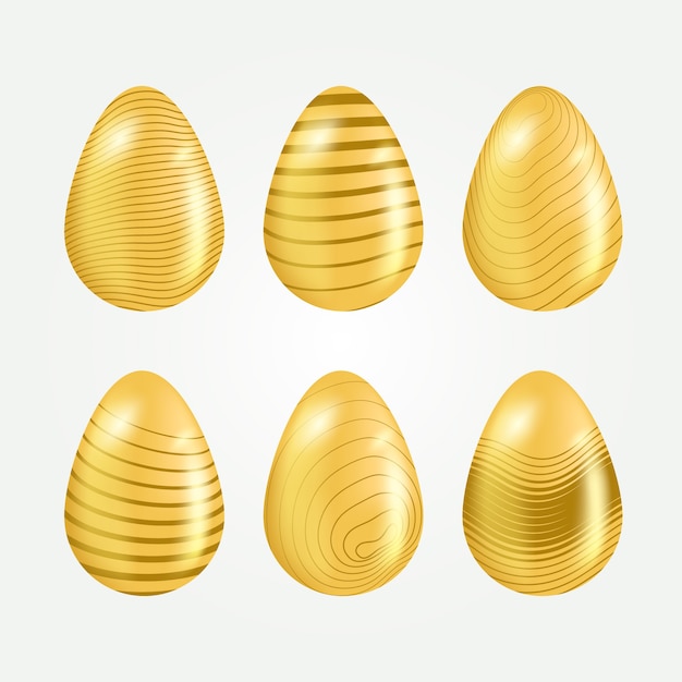 Free Vector easter day golden egg collection