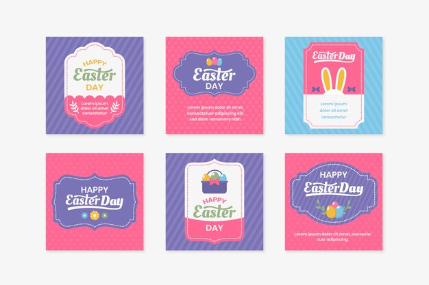 Free Vector easter day instagram post collection