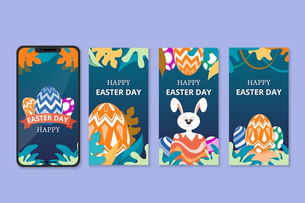 Free Vector easter day instagram stories collection