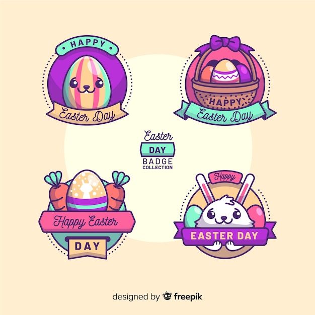 Free Vector easter day label collection