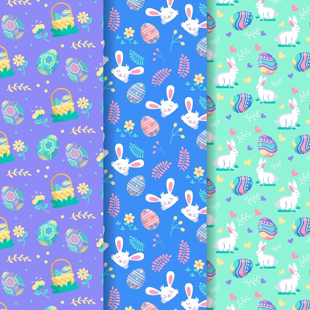 Easter day pattern collection in flat design