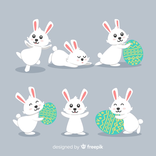 Free Vector easter day rabbit collection