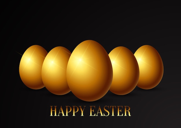 Free Vector easter egg greeting card with golden eggs