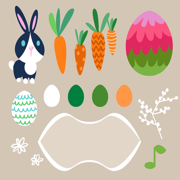 Free Vector easter elements collection