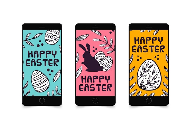 Free Vector easter instagram stories collection on smartphones