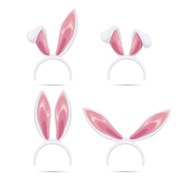 Easter masks set. Vector rabbit ears masks collection for Easter. Rabbit ears