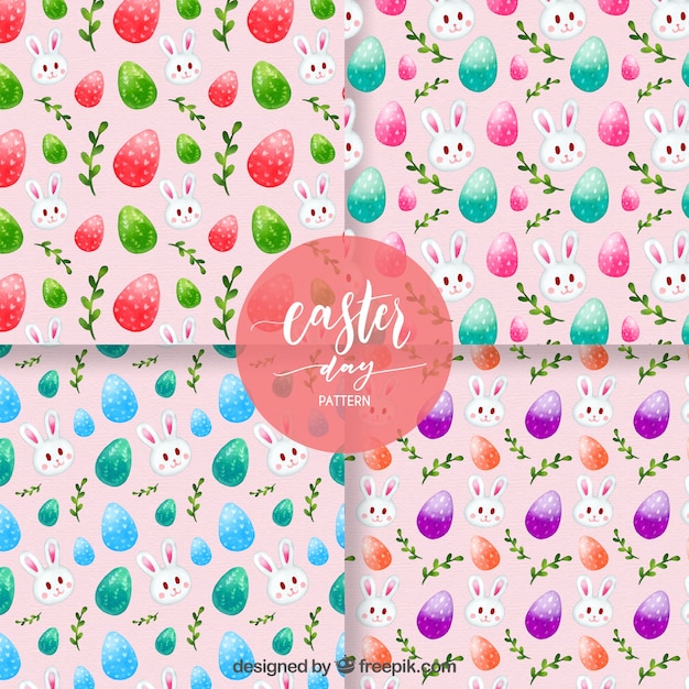 Free vector easter pattern collection of four