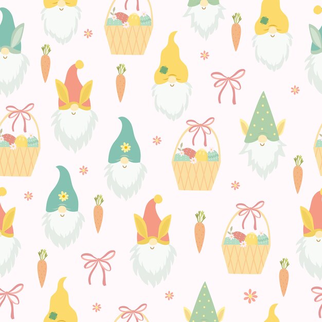 Easter pattern with gnome faces