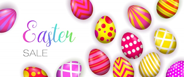 Easter Sale lettering with bright decorated eggs