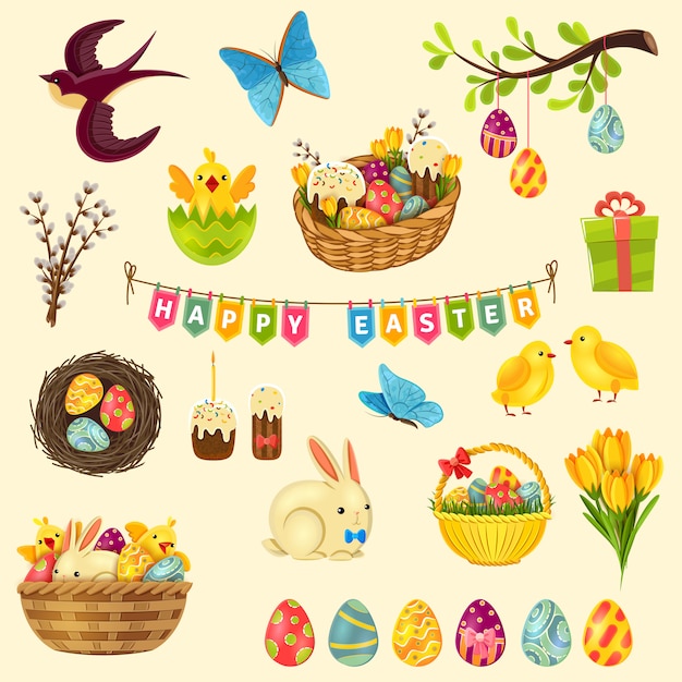 Free Vector easter symbols set