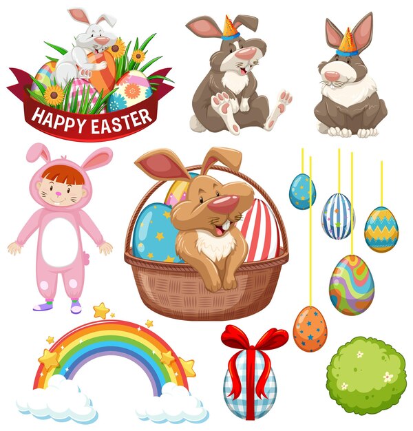 Easter theme with bunny and eggs