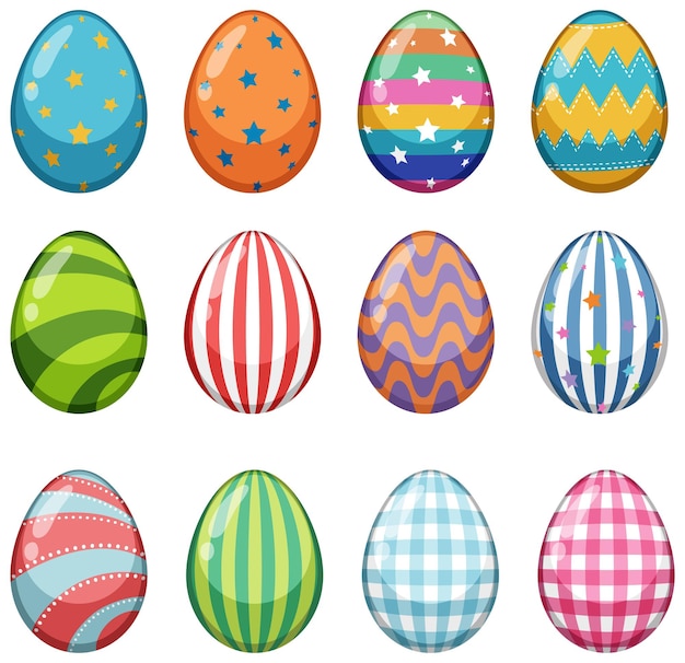 Easter theme with many decorated eggs