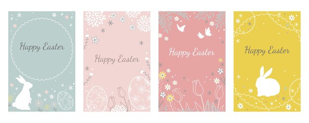 Easter Vector Greeting Card Set Isolate On a White Background.