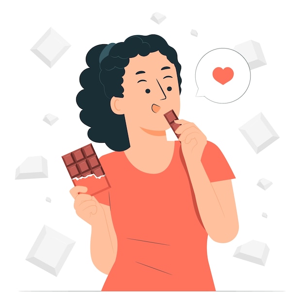 Eating chocolateconcept illustration