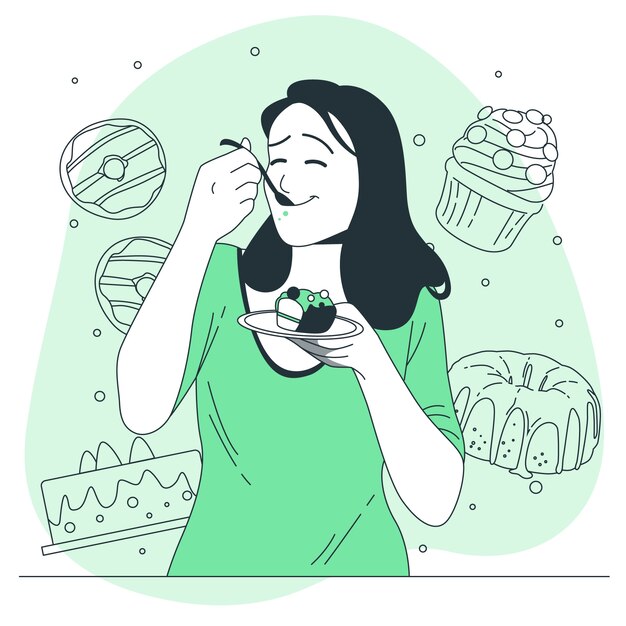 Eating dessert concept illustration