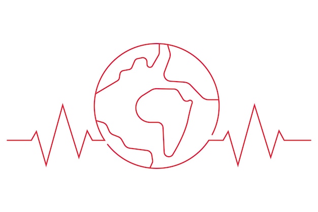 Free vector ecg heartbeat line connected with world