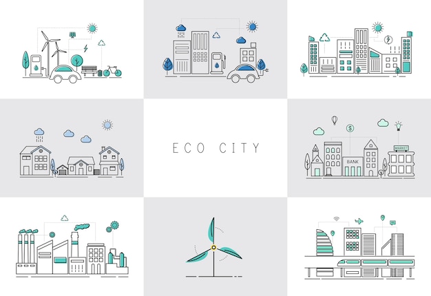 Free Vector eco city set 