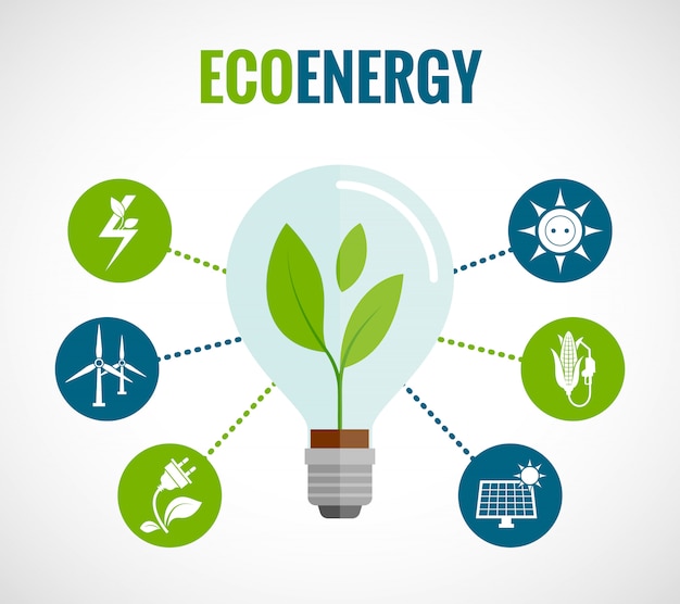 Eco energy flat icons composition poster  