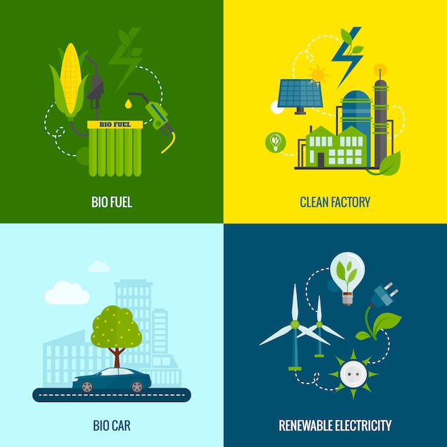 Eco energy flat icons composition