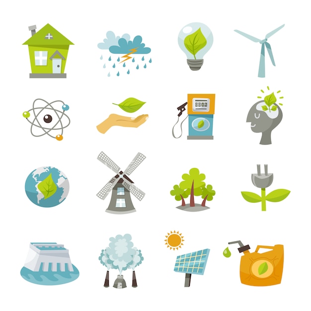 Eco Energy Icons Flat