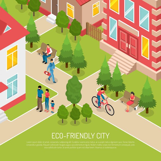 Eco Friendly City Isometric Illustration