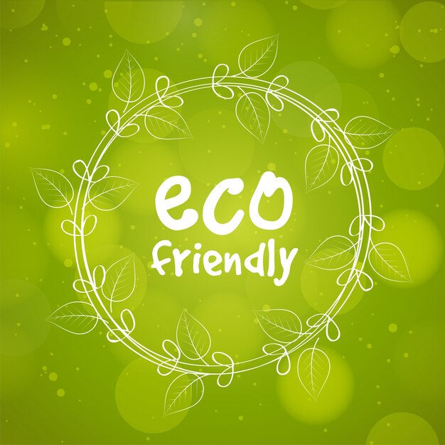  Eco Friendly text design in circular frame, Creative green abstract background for Nature concept. 