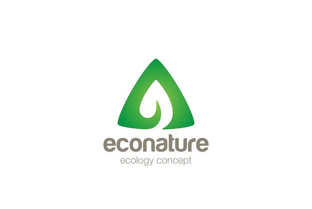 Eco Green Leaf Logo    . Negative space style.