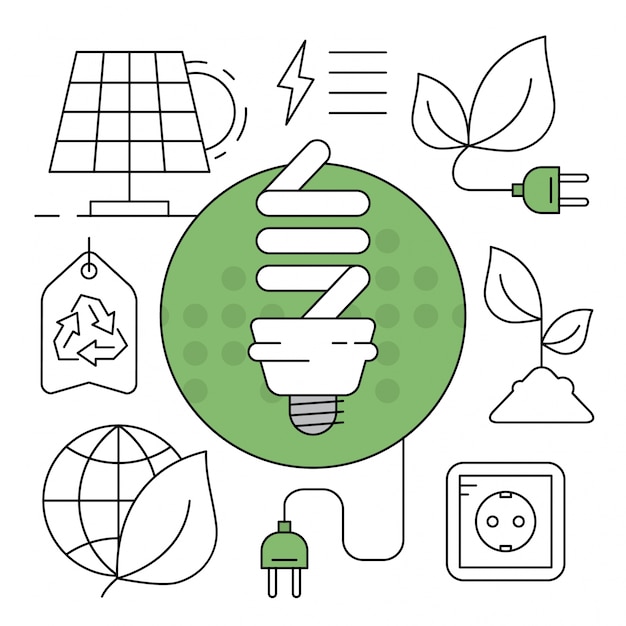 Eco linear style illustrations