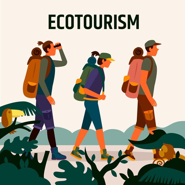 Eco tourism concept with friends