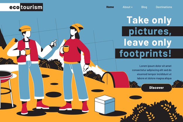 Free Vector eco tourism landing page template