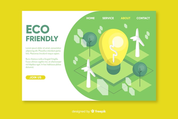 Free vector ecology concept landing page template