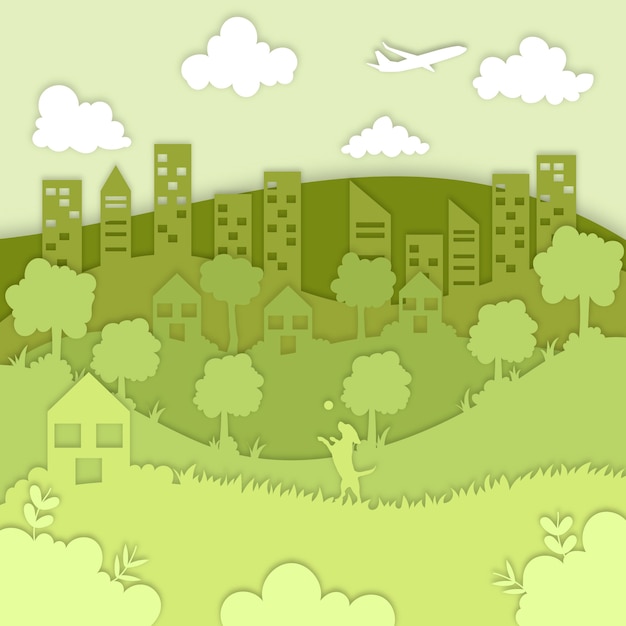 Free Vector ecology concept in paper style