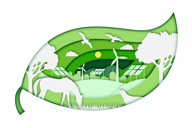 Free Vector ecology concept in paper style