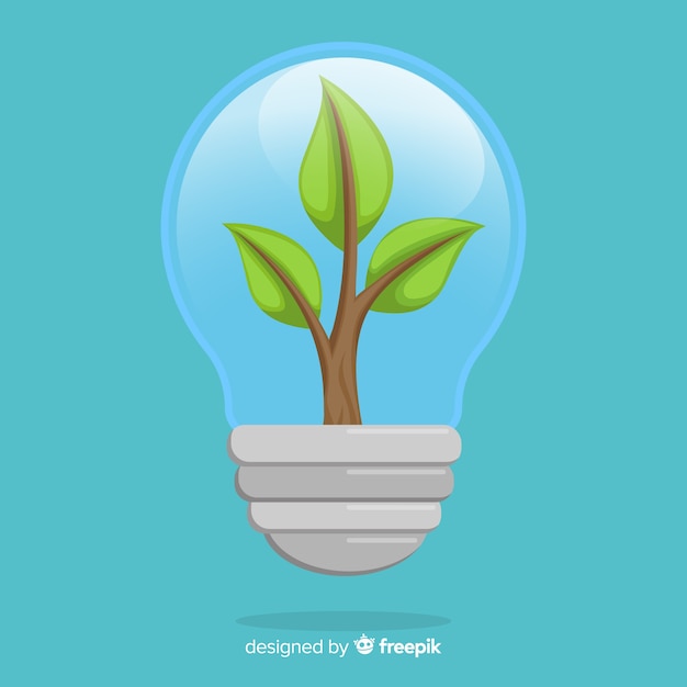 Ecology concept with plant growing inside a light bulb