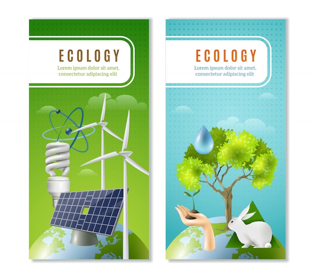 Free vector ecology green energy vertical banners