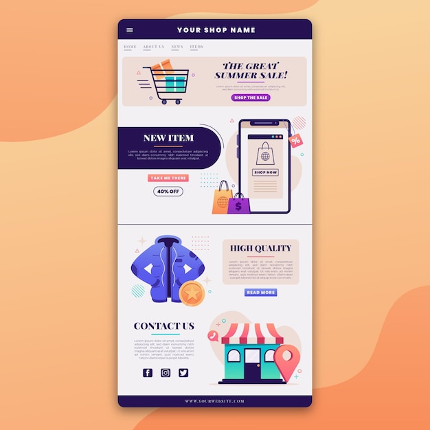 Ecommerce email template with illustrations