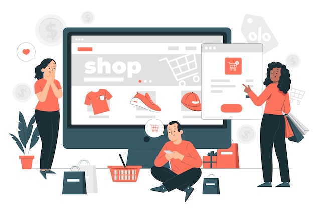 Ecommerce web page concept illustration