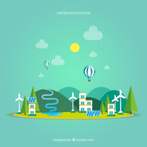 Free Vector ecosystem concept with modern city