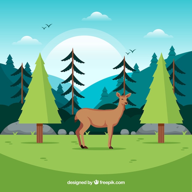 Free vector ecosystem conservation composition with lovely deer