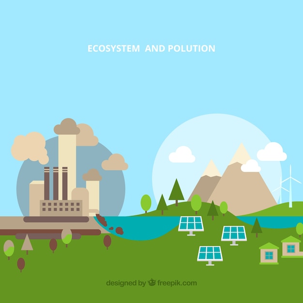 Free Vector ecosystem and pollution concept